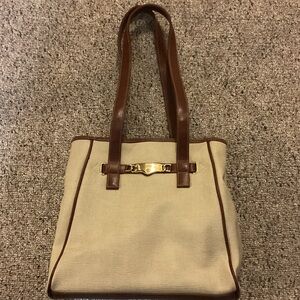 Capezio Cream and Brown Tote Bag with Gold Accent